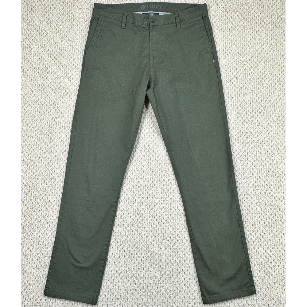 Vuori Pants Mens 33 Dark Green All Ways Chino Performance Stretch Twill Trousers